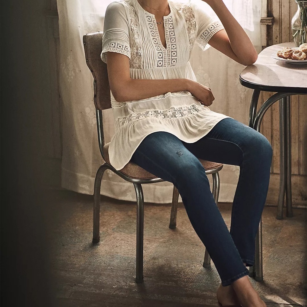 Anthropologie Pilcro & The Letterpress Stet Medium Wash Ankle Crop Mid Rise Jean - Picture 2 of 7
